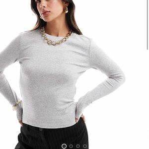 ONLY long sleeve top in light gray melange - size L